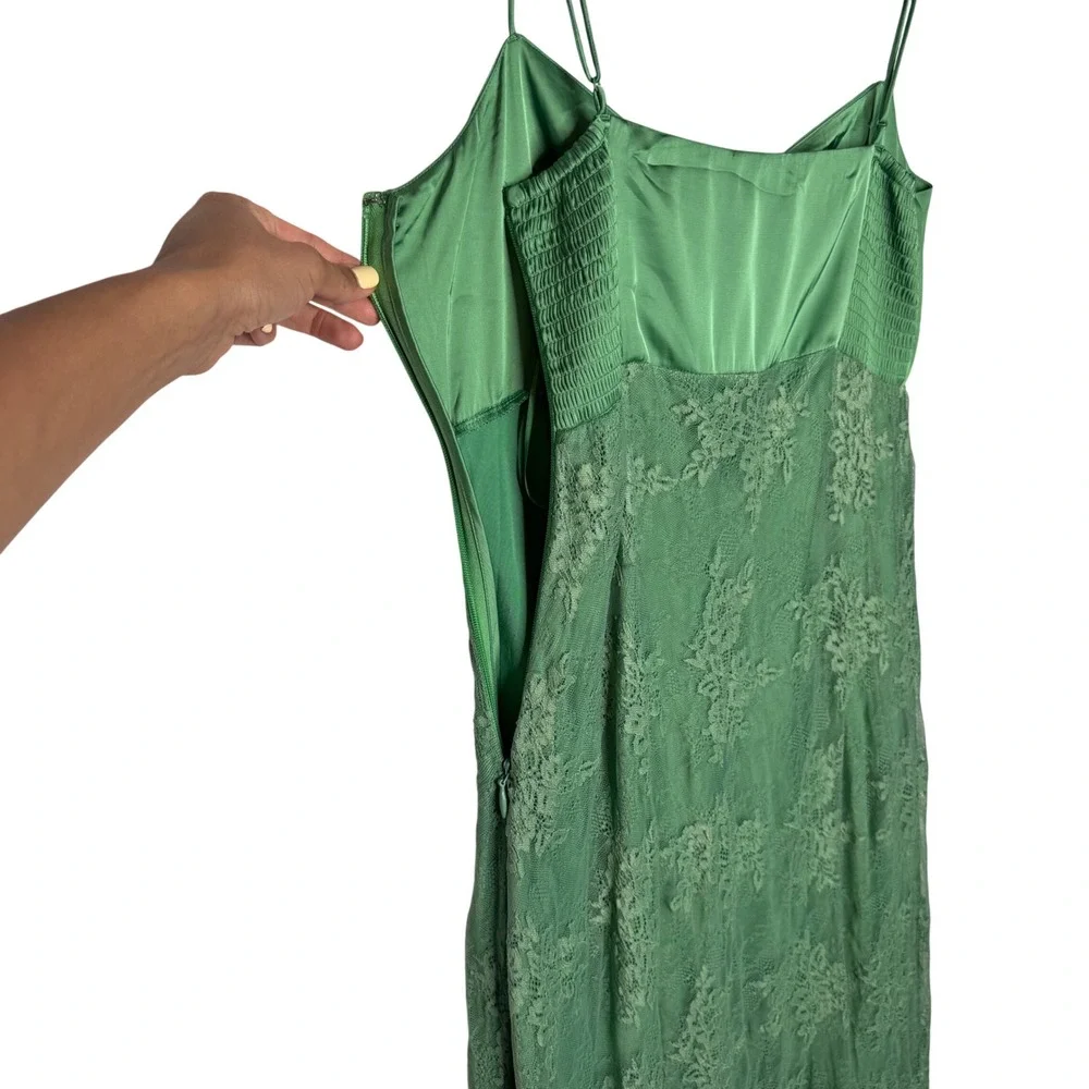 Abercrombie & Fitch Julia Green Slip Lace Maxi Cottagecore Dress Wedding Guest